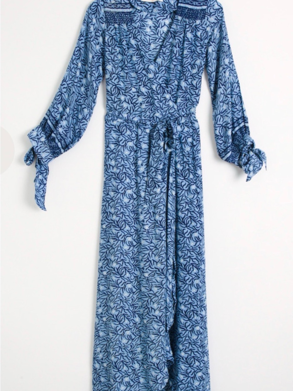 Natalie Martin Blue Floral Wrap 100% Silk Maxi Dress SOLD OUT